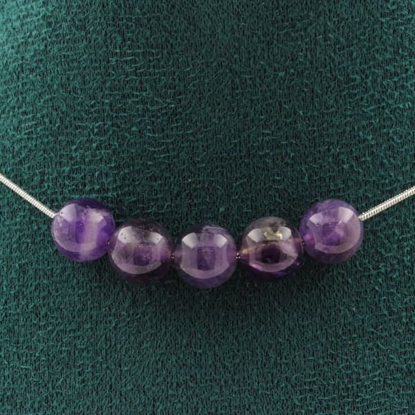Collier - ABIJOUX - Amethyst 8 mm - Rostfritt stål - Anpassningsbar längd - Båda könen