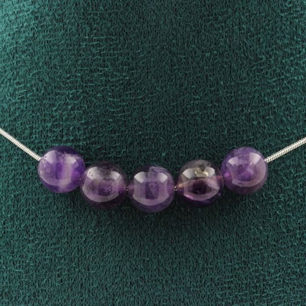 Collier - ABIJOUX - Amethyst 8 mm - Rostfritt stål - Anpassningsbar längd - Båda könen
