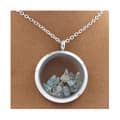 Miniatyrbild 3 av 3: Collier - ABIJOUX - Medaillon 30 mm - Rå zirkon - Rostfritt stål - Silverfärgad
