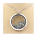 Miniatyrbild 2 av 3: Collier - ABIJOUX - Medaillon 30 mm - Rå zirkon - Rostfritt stål - Silverfärgad