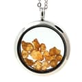 Miniatyrbild 1 av 3: Stenar och mineraler. Rå Spessartite Granat Halsband. Medaljong modell 30 mm. Silverfärg.