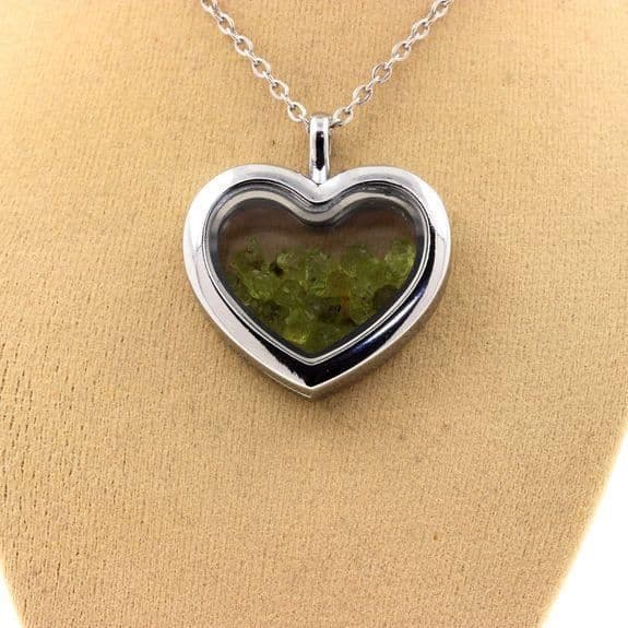Halsband - ABIJOUX - Rå peridot - Hänge i rostfritt stål - Unisex - 30x33 mm