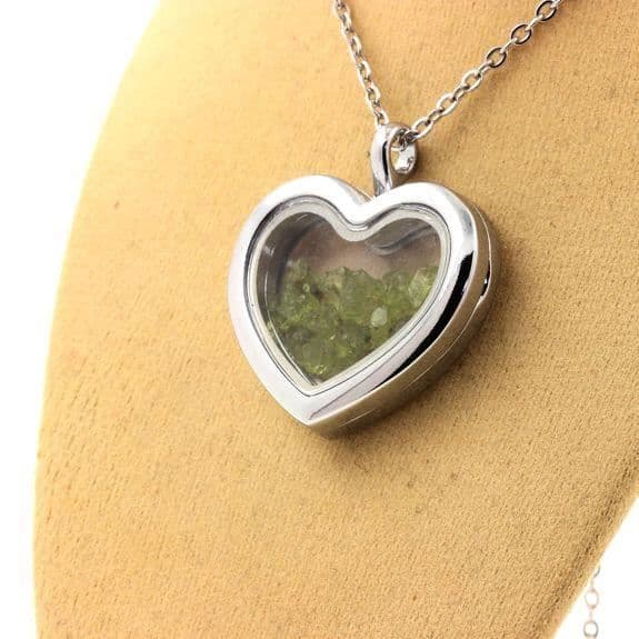 Halsband - ABIJOUX - Rå peridot - Hänge i rostfritt stål - Unisex - 30x33 mm