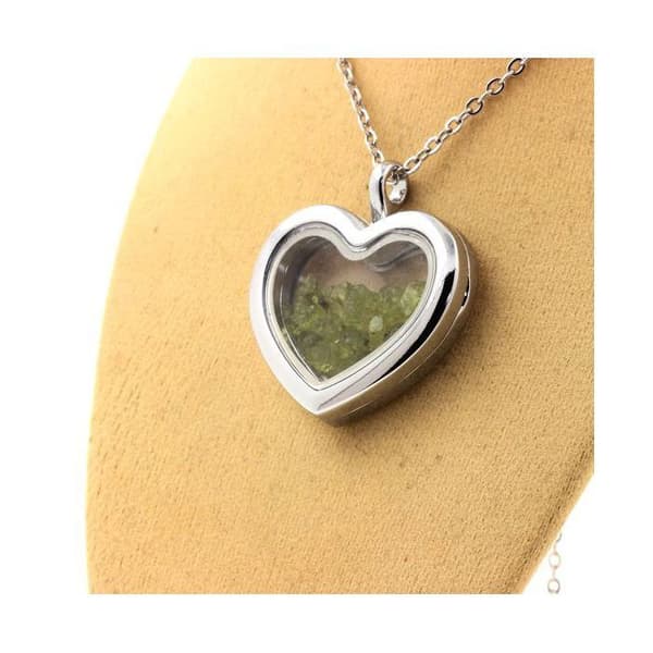 Halsband - ABIJOUX - Rå peridot - Hänge i rostfritt stål - Unisex - 30x33 mm