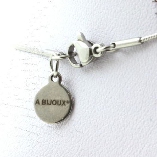 Halsband - En Bijoux - Prehnit - 15 pärlor - Rostfritt stål - Anpassningsbar längd