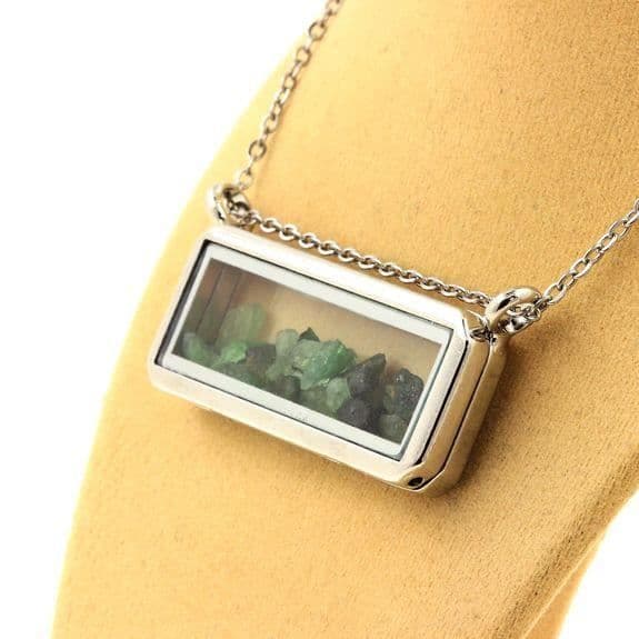 Halsband - ABIJOUX - Grott Tsavorite - Rostfritt stål - 18x50mm - Unisex