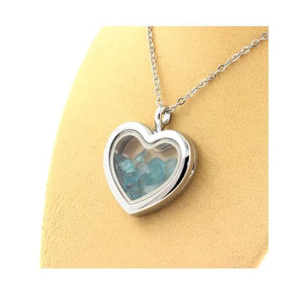 Stenar och mineraler. Raw Paraiba Apatit Halsband. Hjärta modell.