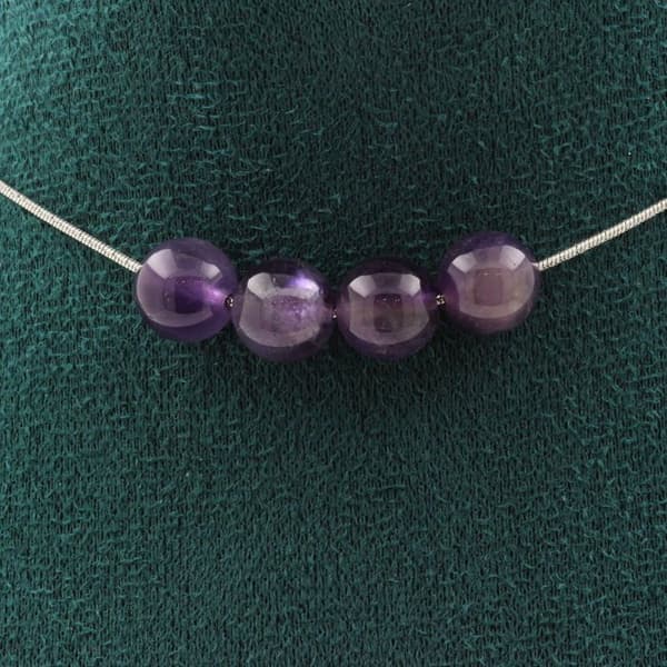 Collier - Ett Smycke - Amethyst 8mm - Kedja i rostfritt stål - Längd 45cm - Unisex