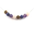 Miniatyrbild 1 av 3: Stenar och mineraler. Rose Quartz Beads Halsband + Ametist + Lapis Lazuli + trä 8 mm Rostfri kedja.