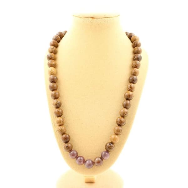 Halsband - Ett Smycke - Rubiner från Mogok - Kvalitet 2A - Trä 8 mm - 45 cm