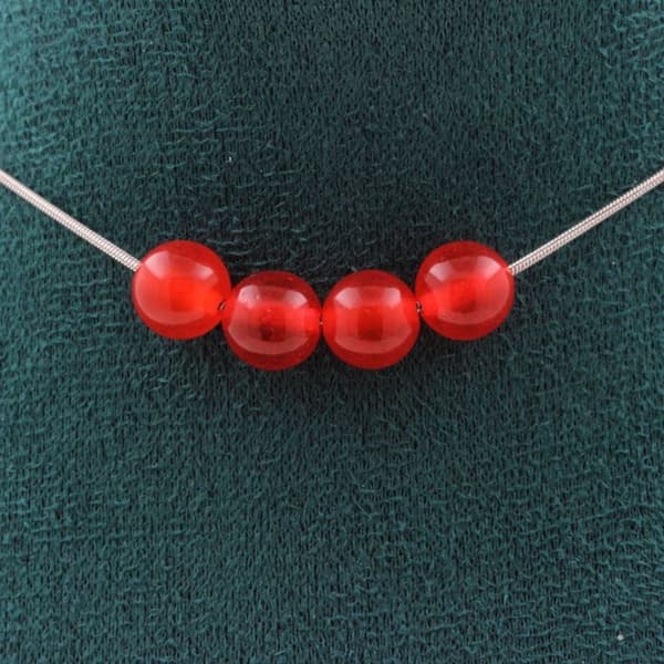 Halsband - Ett Smycke - Röd Kalcedon - 8mm - Rostfritt Stål - 45cm