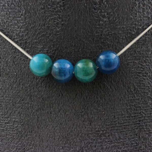 Collier - ABIJOUX - Apatit 8 mm - Rostfritt stål - Anpassningsbar storlek - Unisex