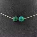 Miniatyrbild 1 av 4: Halsband - ABIJOUX - 2 Chrysokollfärgad pärlor 8 mm - Rostfritt stål - Anpassningsbar längd - Unisex