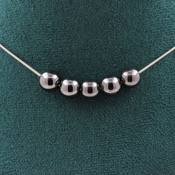 Halsband - ABIJOUX - Hematit 8 mm - 5 pärlor - Rostfritt stål - Anpassningsbar storlek