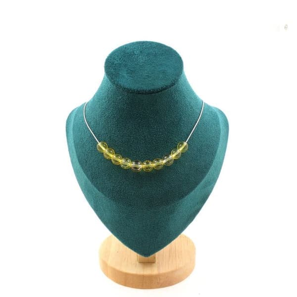 Collier - Ett Bijoux - Citrin - 10 pärlor 8 mm - Rostfritt stål - Anpassningsbar längd