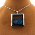 Miniatyrbild 2 av 3: Collier - ABIJOUX - Modell fyrkantig - Neonblå apatite - Rostfritt stål - Blande