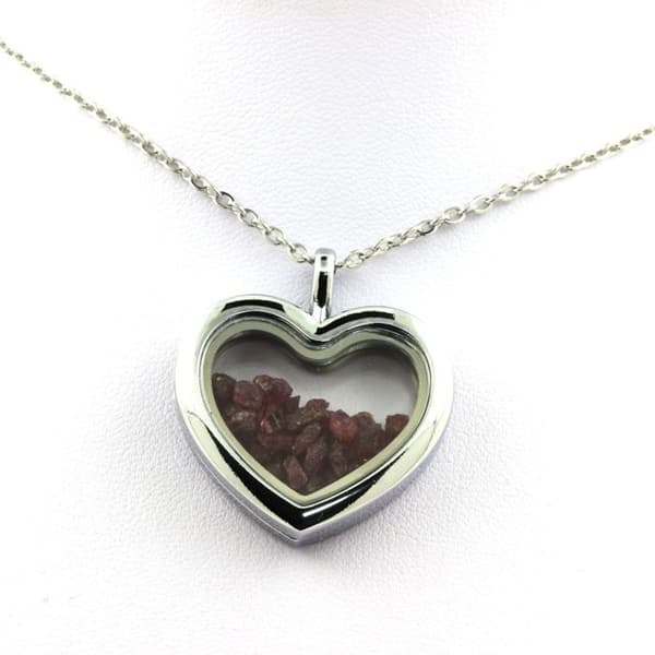 Collier - ABIJOUX - Rubis brut - Hjärta hängsmycke - Rostfritt stål - Unisex barn/vuxen