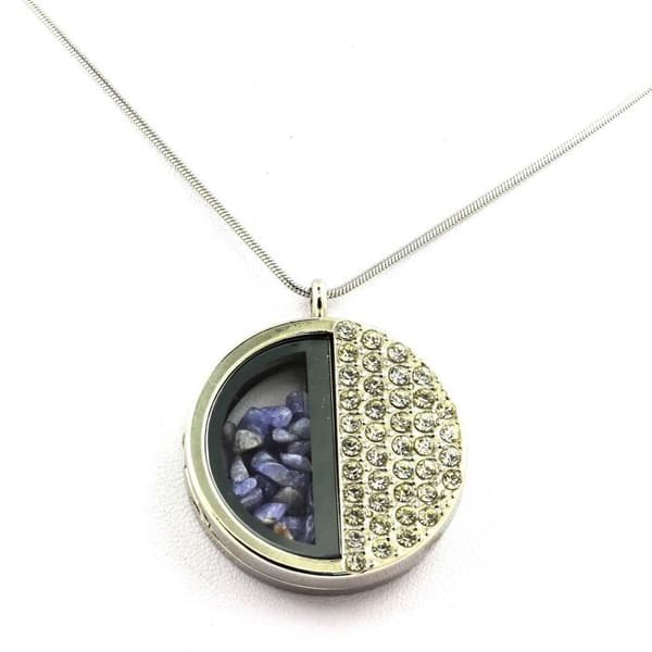 Stenar och mineraler. Rå tanzanit halsband. Halvcirkelmönster.