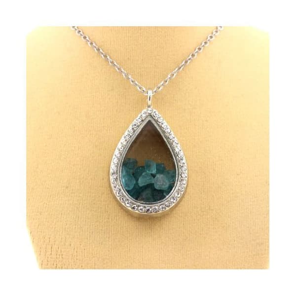Stenar och mineraler. Raw Paraiba Apatit Halsband. Drop-modell.