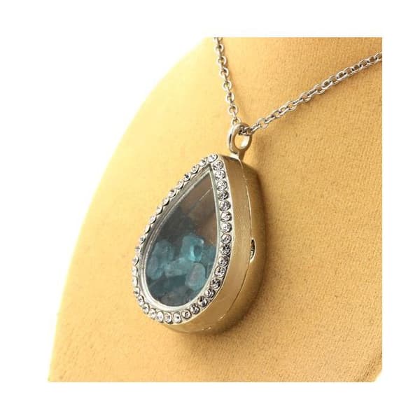 Halsband - ABIJOUX - Apatite Paraiba rå - Rostfritt stål - Unisex - 24x40 mm