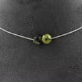 Miniatyrbild 1 av 4: Halsband - Ett smycke - 2 jade-nefritepärlor - Rostfritt stål - Anpassningsbar storlek - Unisex