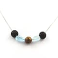 Miniatyrbild 1 av 2: Collier - ABIJOUX - Lavepärlor 8 mm - Aigue-Marine från Brasilien - Rostfritt stål - Unisex
