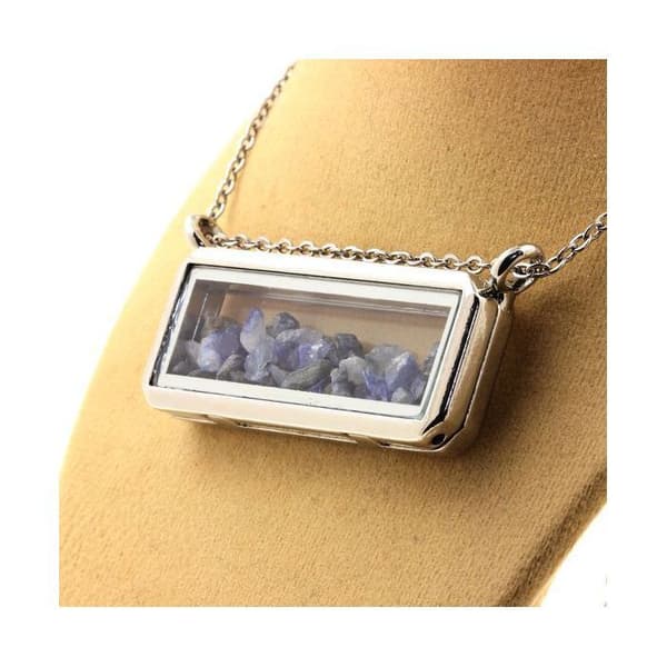 Halsband - ABIJOUX - Obehandlad Benitoite - Rostfritt stål - 18x50 mm - Unisex