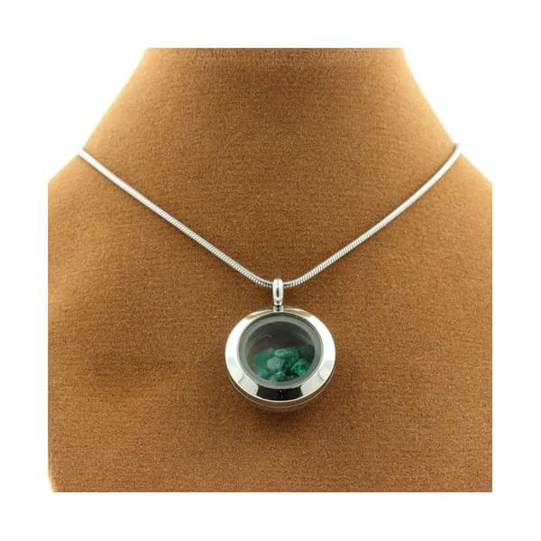 Collier - ABIJOUX - Rå emeralder - Kristallpendant - Rostfritt stål - Silverfärgad