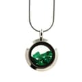 Miniatyrbild 1 av 3: Collier - ABIJOUX - Rå emeralder - Kristallpendant - Rostfritt stål - Silverfärgad