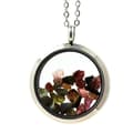 Miniatyrbild 1 av 3: Collier - ABIJOUX - Multicolor rå turmalin - Pendentiv 30 mm - Kedja av rostfritt stål - Unisex