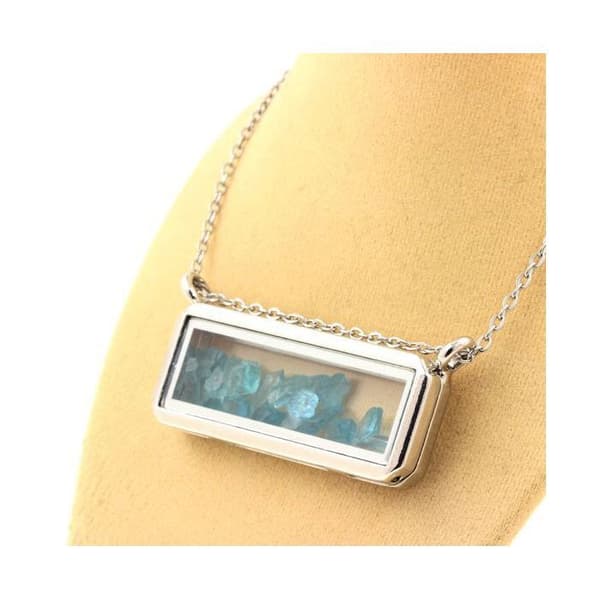 Halsband - ABIJOUX - Apatit Paraiba rå - Rostfritt stål - Mixad - 18x50 mm