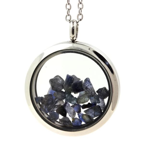 Collier - ABIJOUX - Médaillon Saphir brut 20 mm - Rostfritt stål - Silverfärgad - Unisex