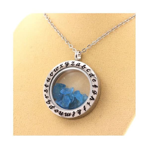Collier - ABIJOUX - Alphabet - Neon blå apatite - Rostfritt stål - Unisex