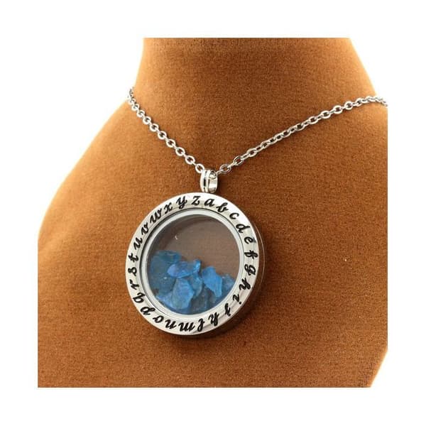 Collier - ABIJOUX - Alphabet - Neon blå apatite - Rostfritt stål - Unisex