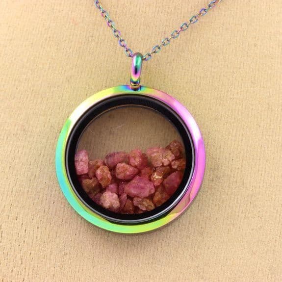 Halsband - ABIJOUX - Rå spinell - Rostfritt stål - Flerfärgad - Unisex