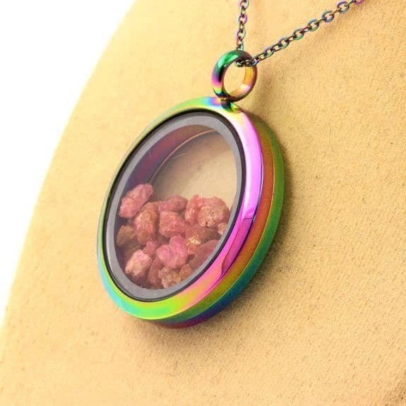 Halsband - ABIJOUX - Rå spinell - Rostfritt stål - Flerfärgad - Unisex