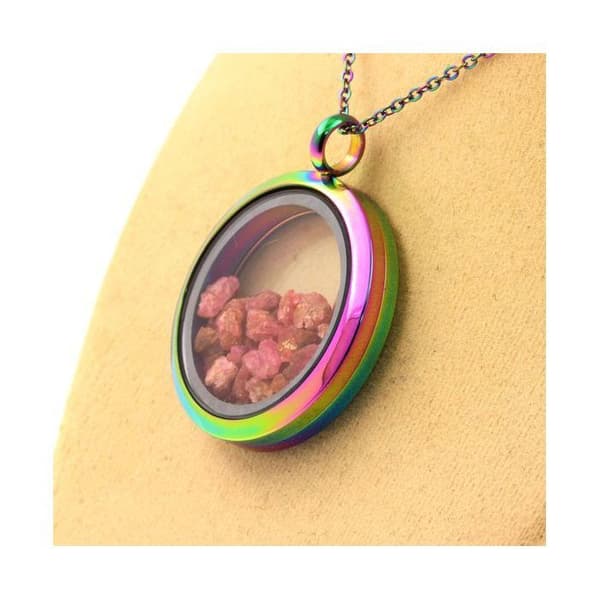 Halsband - ABIJOUX - Rå spinell - Rostfritt stål - Flerfärgad - Unisex