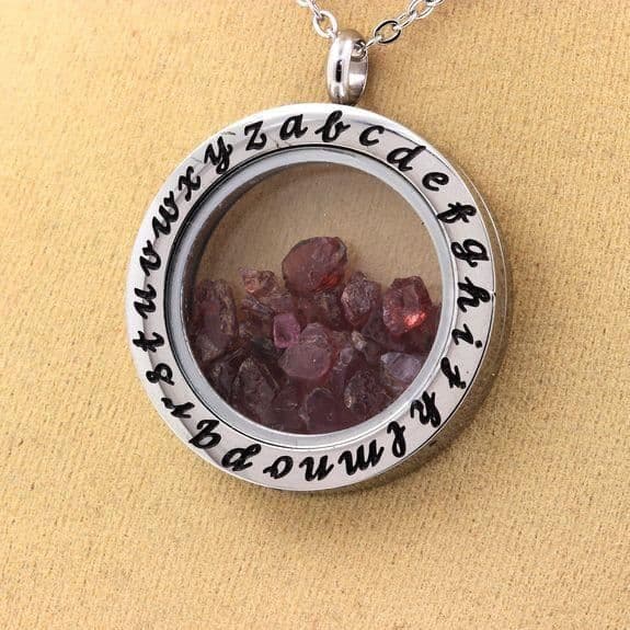 Halsband - ABIJOUX - Rå Rhodolite Granat - Rostfritt stål - Unisex - 32x40 mm
