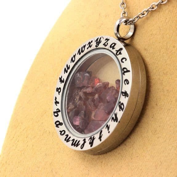 Halsband - ABIJOUX - Rå Rhodolite Granat - Rostfritt stål - Unisex - 32x40 mm