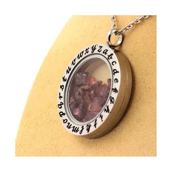 Halsband - ABIJOUX - Rå Rhodolite Granat - Rostfritt stål - Unisex - 32x40 mm