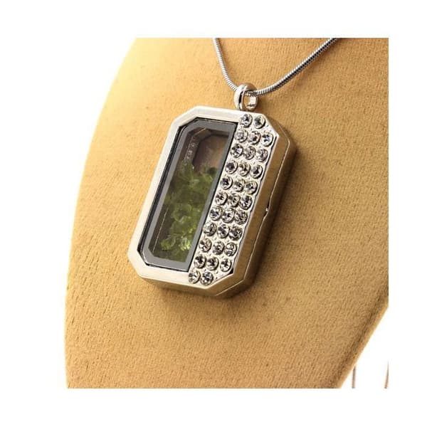 Collier - ABIJOUX - Rå peridot - Rostfritt stål - Unisex - 43x26 mm