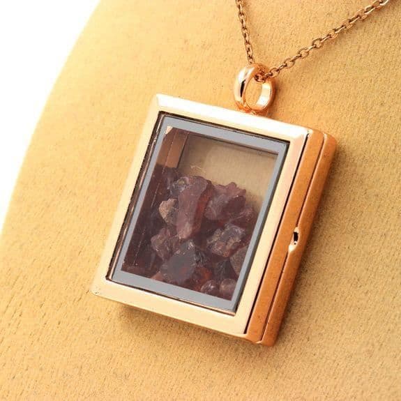 Collier - ABIJOUX - Rå rhodolite-granat - Roséguld - Kristallpendel - Blandet
