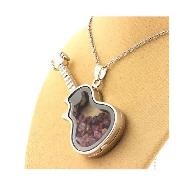 Collier - ABIJOUX - Modell gitarr - Grenat Rhodolite - Rostfritt stål - Röd