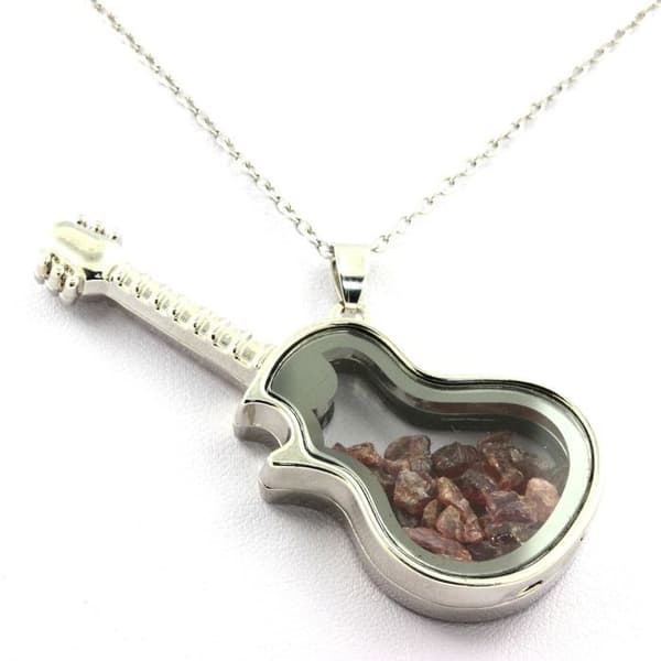 Collier - ABIJOUX - Modell gitarr - Grenat Rhodolite - Rostfritt stål - Röd