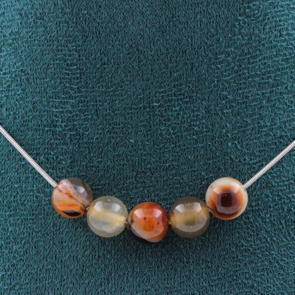 Halsband - Ett Bijoux - Dröm Agat 8 mm - Kedja i rostfritt stål - Längd 45 cm - Blandat