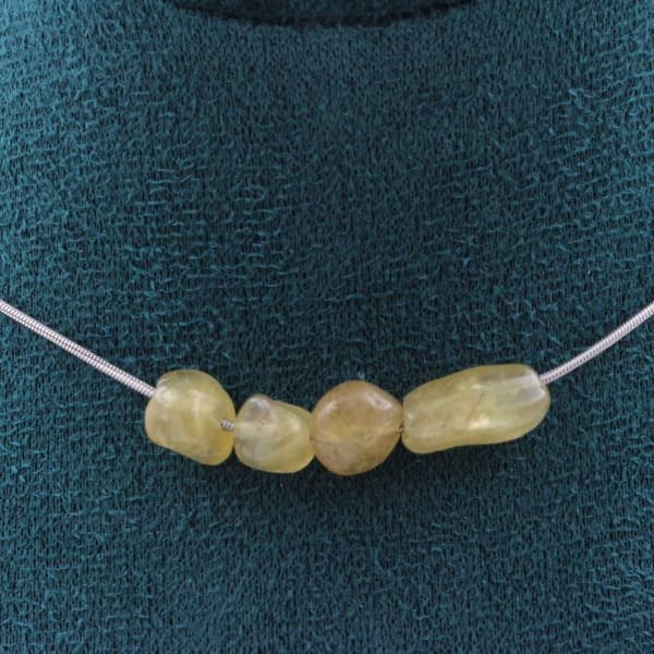 Halsband - ABIJOUX - Gul apatite från Madagaskar - Kedja i rostfritt stål - Anpassningsbar storlek