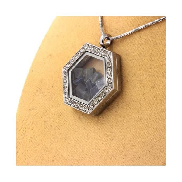 Collier - ABIJOUX - Rå kyanit - Hexagonmodell - Rostfritt stål - Unisex