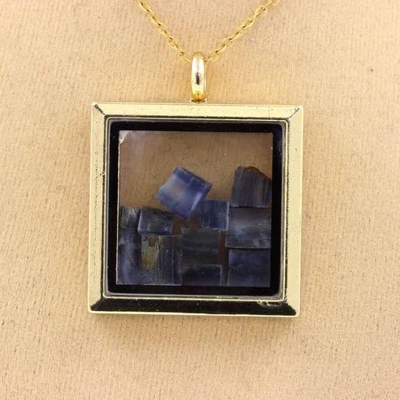 Collier - ABIJOUX - Rå kyanit - Fyrkantig modell - GuldFärg - Unisex barn/vuxen