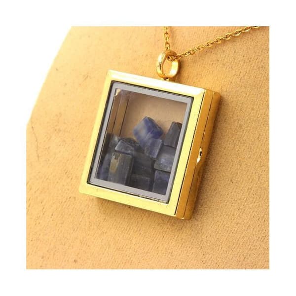Collier - ABIJOUX - Rå kyanit - Fyrkantig modell - GuldFärg - Unisex barn/vuxen