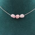 Miniatyrbild 1 av 4: Halsband - Ett smycke - Kunzite från Brasilien - 3 pärlor - Rostfritt stål - Anpassningsbar längd